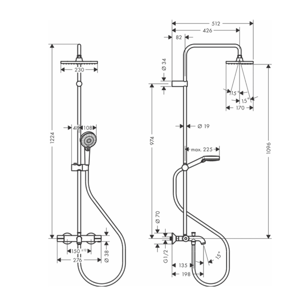 Sen cây nhiệt độ Hansgrohe 26284007 HG Vernis Shape (kèm vòi xả bồn) - 2