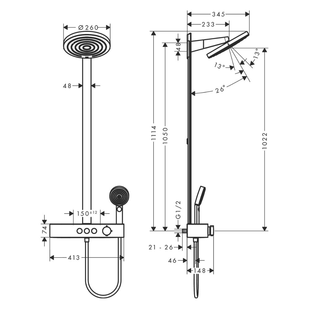 Sen cây nhiệt độ Hansgrohe 24240670 Pulsify S - 7