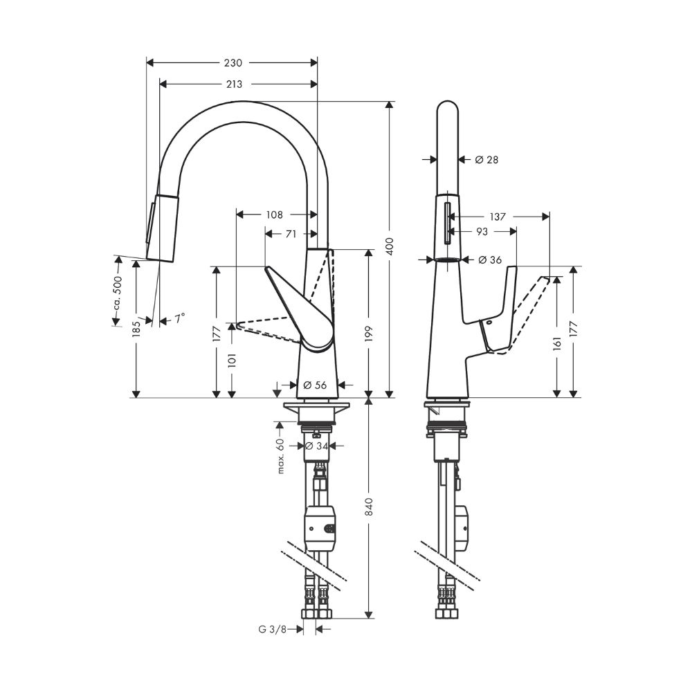 Vòi rửa chén nóng lạnh Hansgrohe 72813000 HG Talis M51