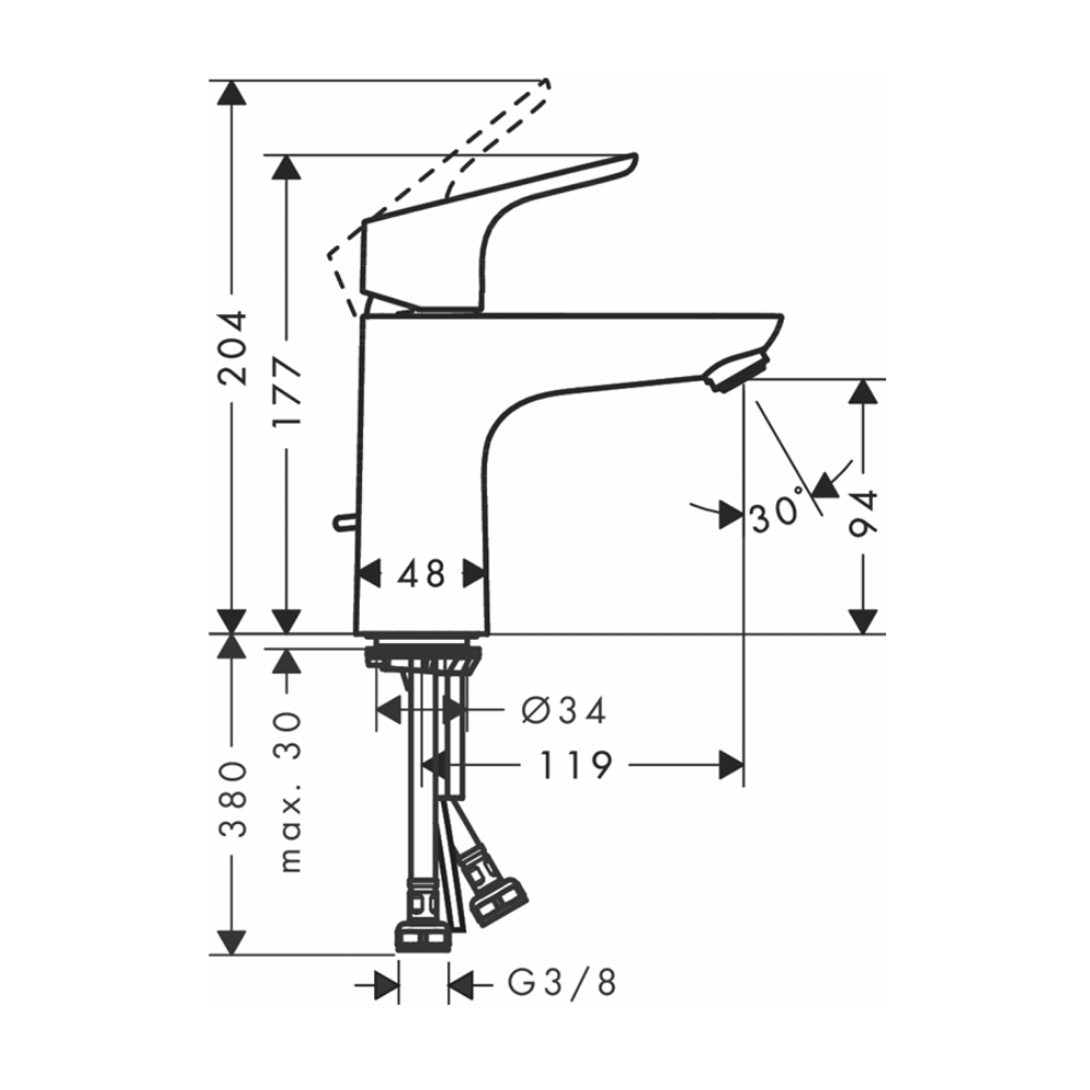 Vòi lavabo nóng lạnh Hansgrohe 31607000 Focus 100 - 2