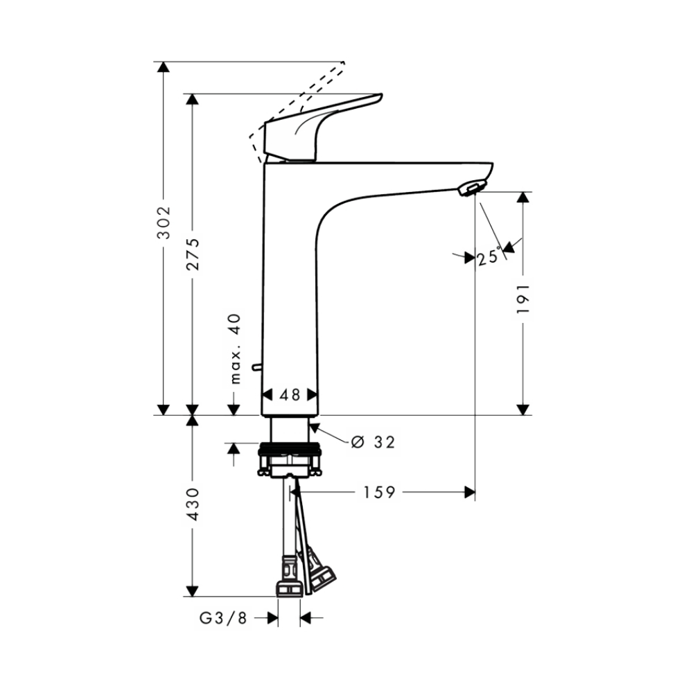 Vòi lavabo nóng lạnh Hansgrohe 31608000 Focus 190 - 2