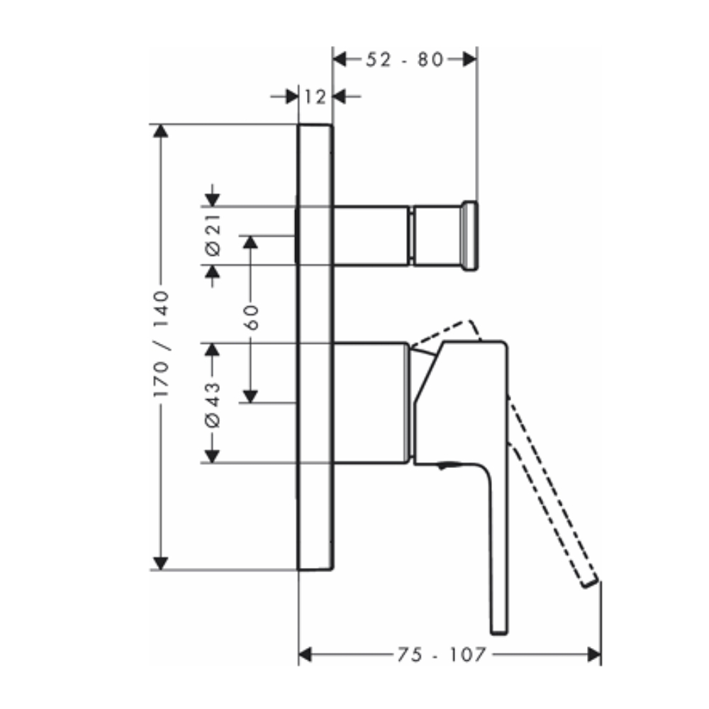 Van điều chỉnh nóng lạnh Hansgrohe 71455007 HG Vernis Shape