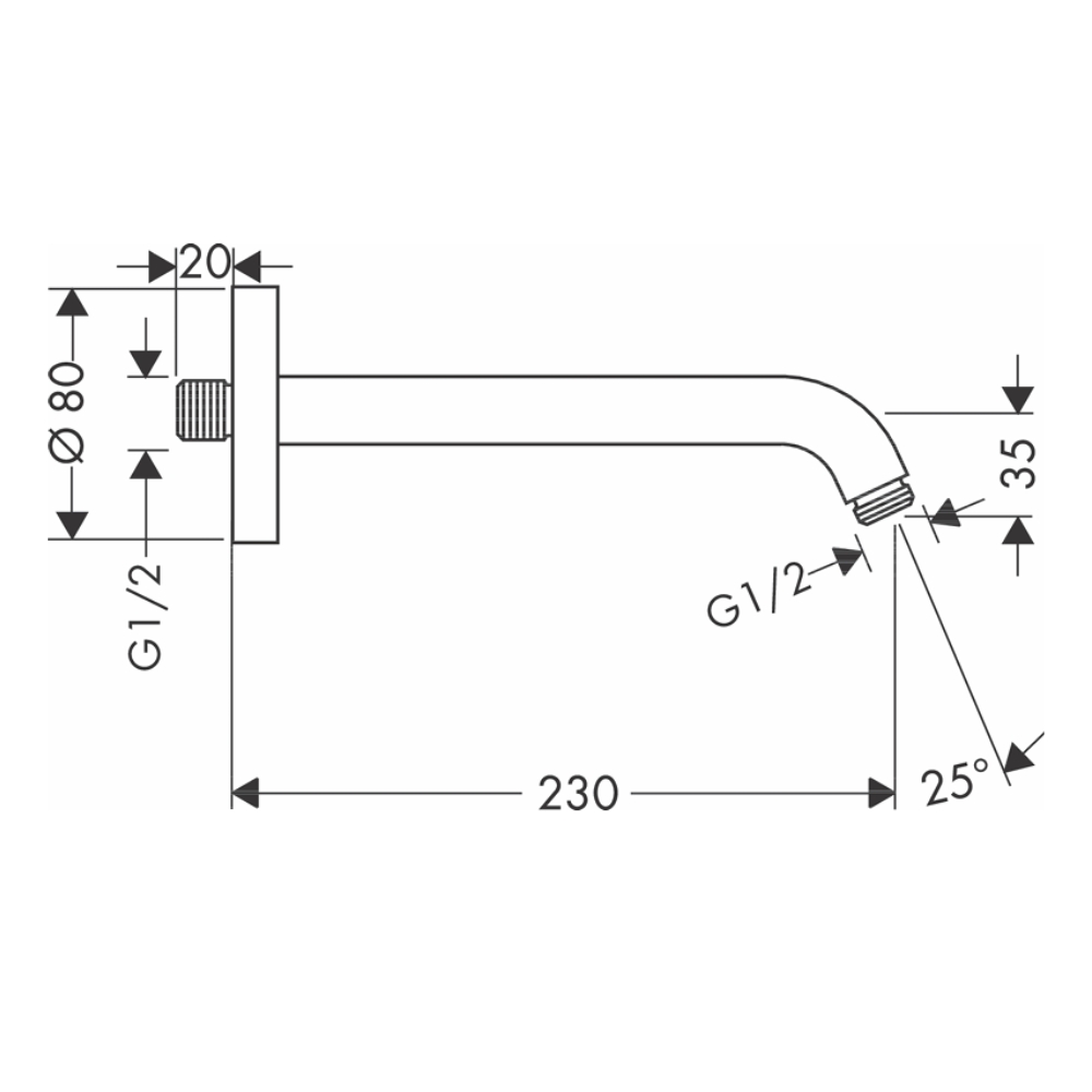 Thanh nối bát sen trần Hansgrohe 27412000 230mm