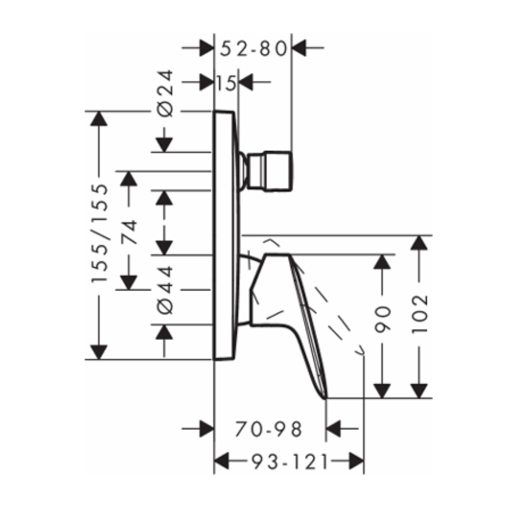 Van điều chỉnh nóng lạnh Hansgrohe 71405000 HG Logis kèm chuyển hướng - 2