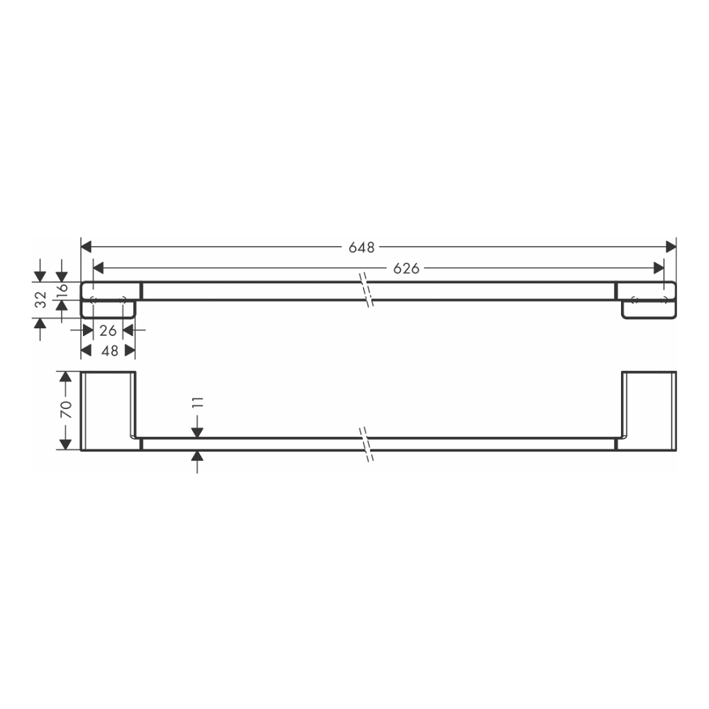 Thanh vắt khăn đơn Hansgrohe 41747007 AddStoris