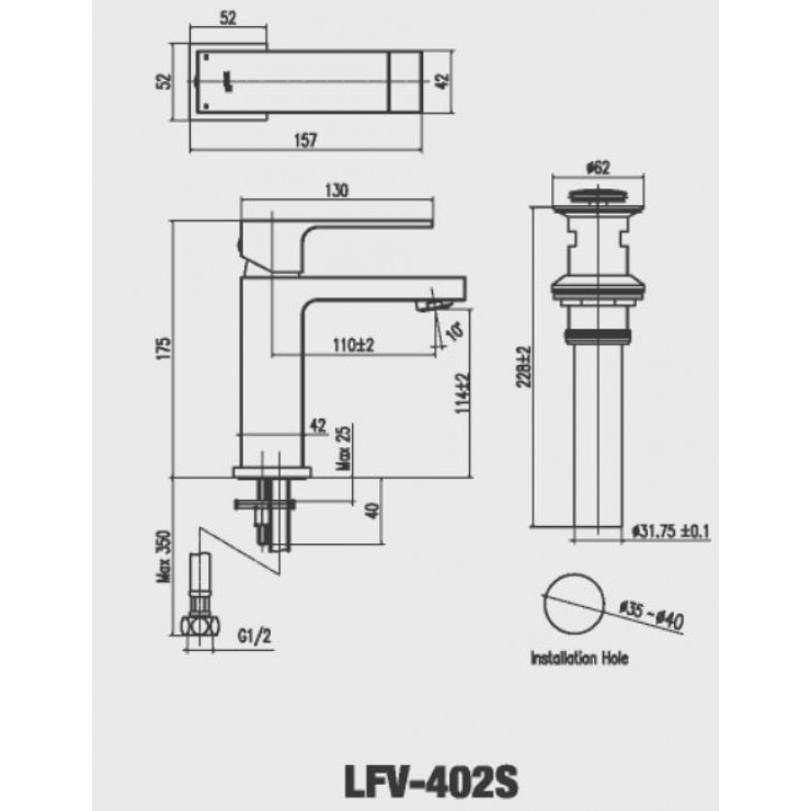 Vòi chậu lavabo nóng lạnh INAX LFV-402S (LFV402S)