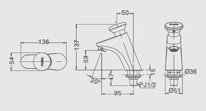 Vòi chậu lavabo lạnh INAX LFV-P02B (LFVP02B)