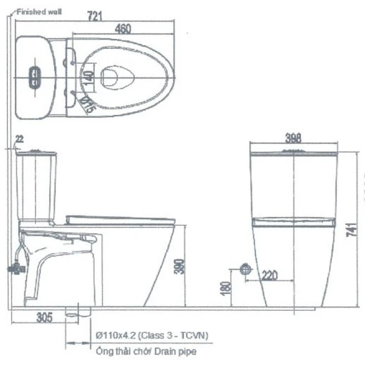Bồn cầu 2 khối xả cảm ứng nắp điện tử INAX ACT-602 + CW-KB22AVN - 2