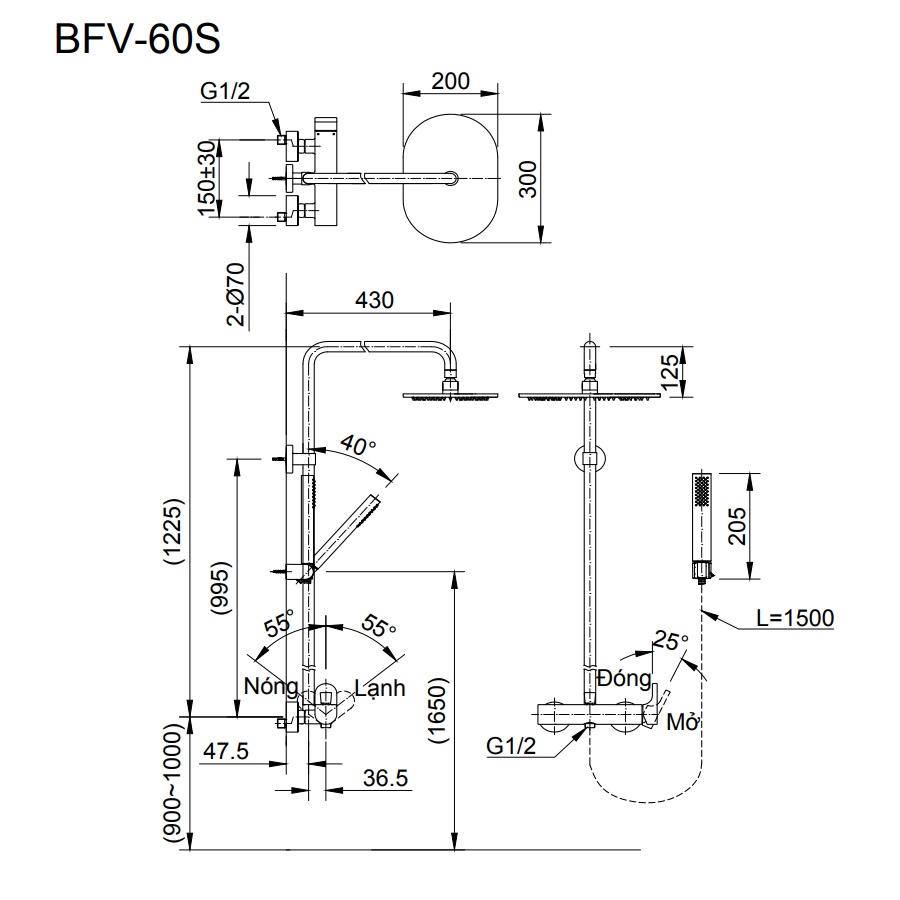 Sen cây tắm đứng nóng lạnh INAX BFV-60S (BFV60S) - 8
