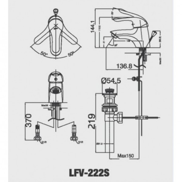 Vòi chậu lavabo nóng lạnh INAX LFV-222S (LFV222S) - 2