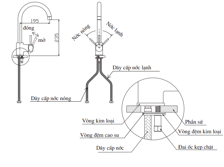 Vòi bếp INAX SFV-801S (SFV801S) nóng lạnh