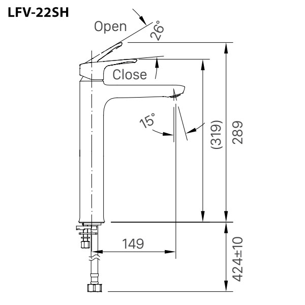 Vòi lavabo lạnh thân cao INAX LFV-22SH (LFV22SH) - 12