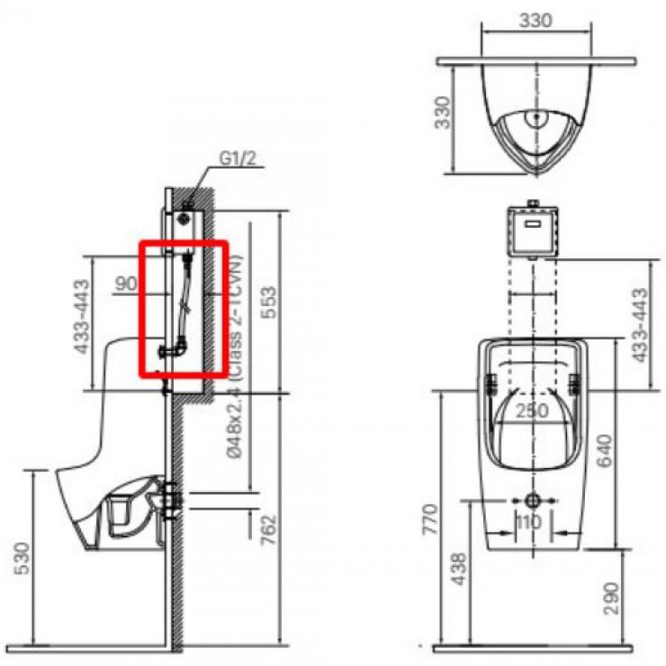 Bồn tiểu treo tường INAX U-431VAC (U431VAC) - 2