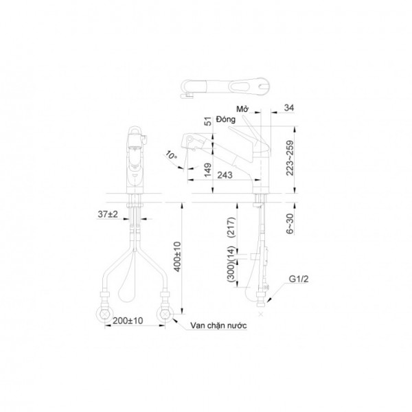 Vòi bếp nóng lạnh đa năng kèm lõi lọc nước INAX JF-AB466SYX (JFAB466SYX) - 10