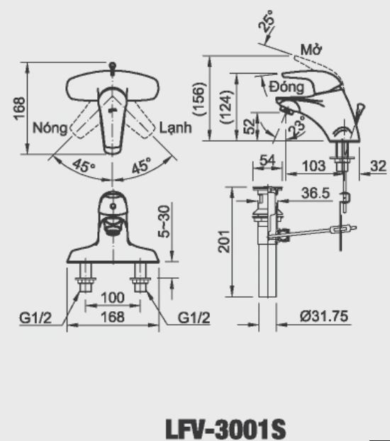 Vòi chậu lavabo nóng lạnh INAX LFV-3001S (LFV3001S)