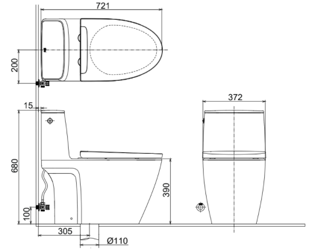 Bồn cầu 1 khối xả cảm ứng nắp điện tử INAX ACT-902 + CW-H20VN - 2
