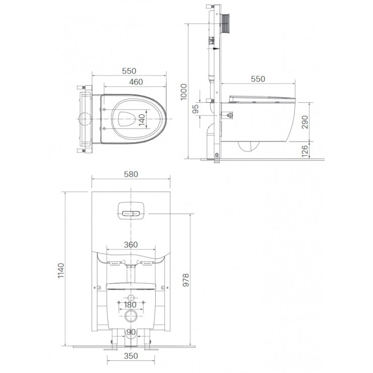 Bồn cầu treo tường nắp rửa cơ INAX AC-952 + CW-S15VN - 2