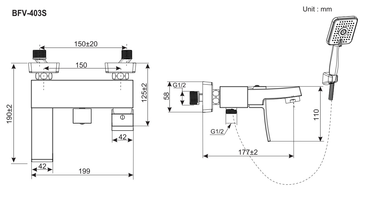 Bộ vòi sen tắm nóng lạnh INAX BFV-403S (BFV403S)
