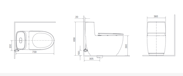 Bồn cầu 1 khối nắp điện tử INAX AC-1052 + CW-H18VN - 2