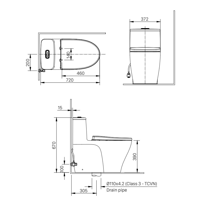 Bồn cầu 1 khối INAX AC-989VN (AC989VN) nắp đóng êm - 21