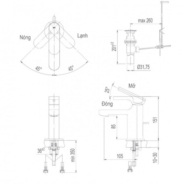 Vòi chậu lavabo nóng lạnh INAX LFV-6002S (LFV6002S) - 2