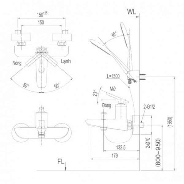Bộ vòi sen tắm nóng lạnh INAX BFV-4103S (BFV4103S) - 2