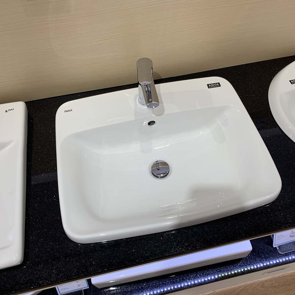 Chậu lavabo dương vành INAX AL-2398V (AL2398V) (AL-2398VFC) men Aqua Ceramic - 3