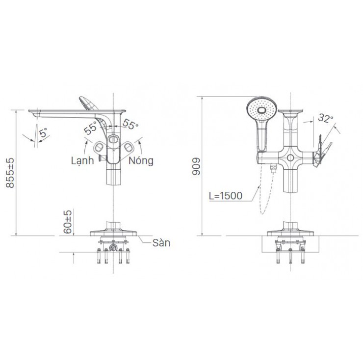 Bộ vòi đặt sàn INAX BFV-656S (BFV656S)