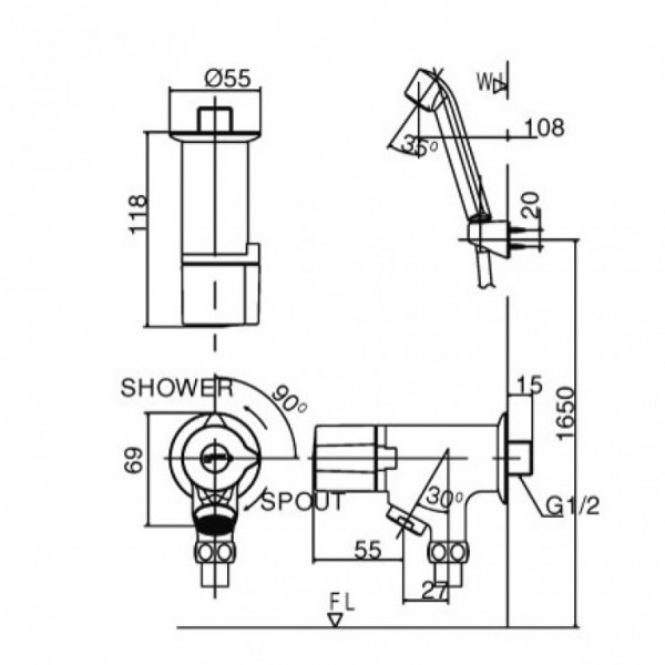 Bộ vòi sen tắm lạnh INAX BFV-10 (BFV10) - 2