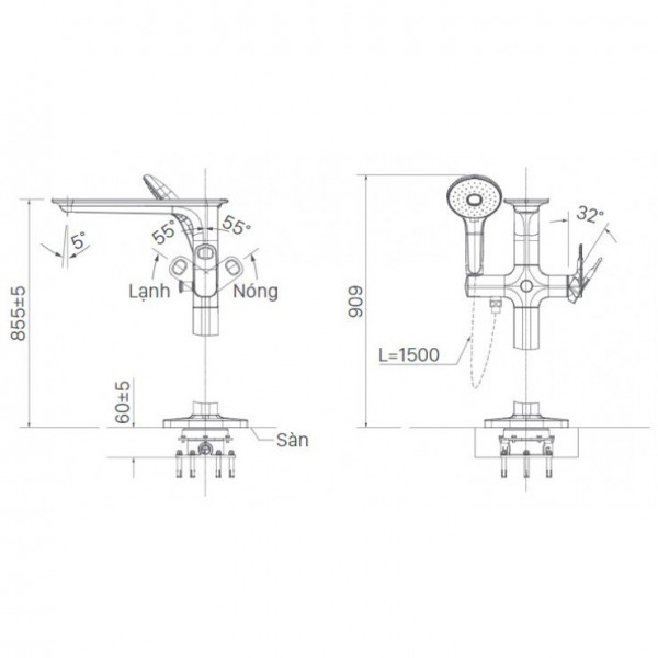 Bộ vòi đặt sàn INAX BFV-656S (BFV656S) - 2