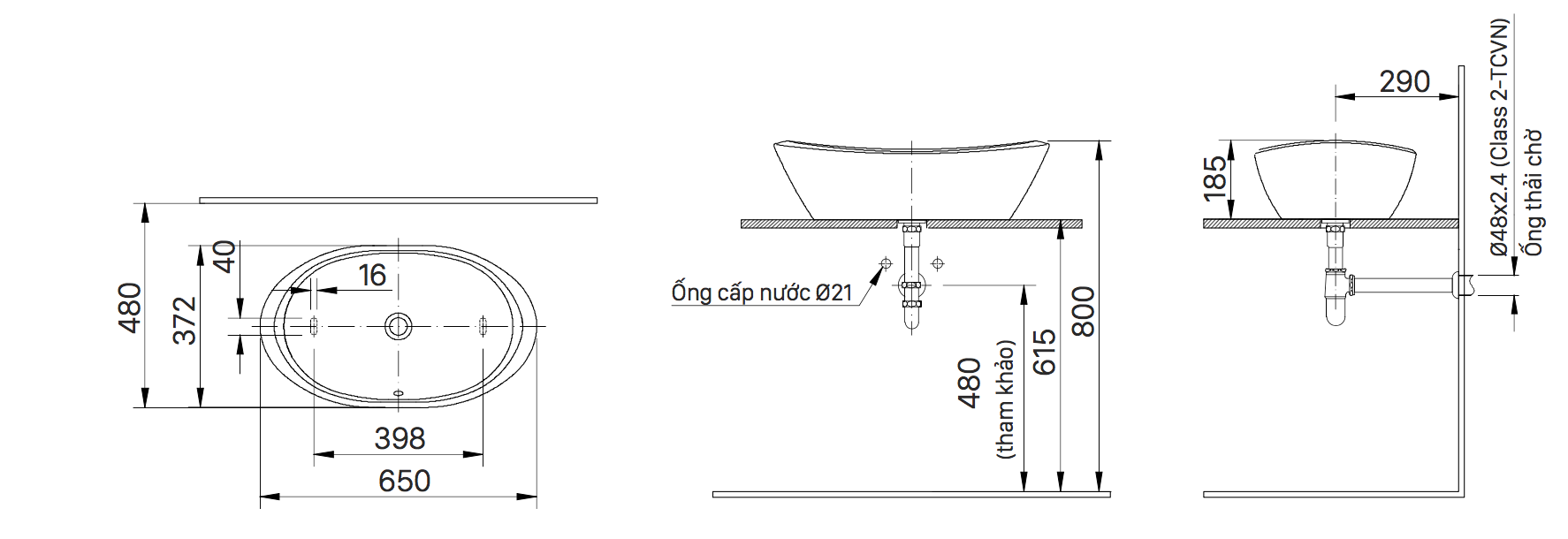 Chậu rửa lavabo đặt bàn INAX L-465V (L465V) - 7