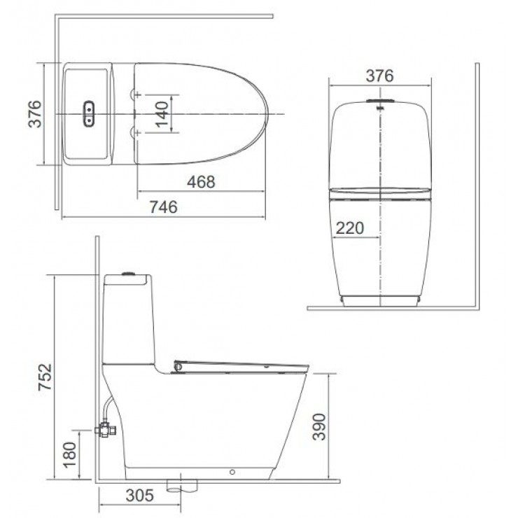 Bồn cầu 2 khối nắp điện tử INAX AC-832 + CW-H18VN - 2