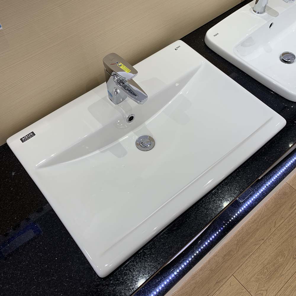 Chậu lavabo dương vành INAX AL-2397V (AL2397V) (AL-2397VFC) men Aqua Ceramic - 4