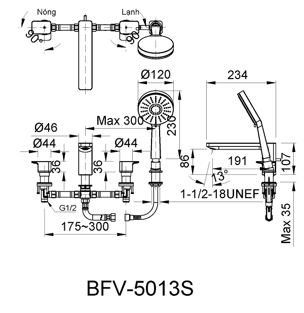 Sen tắm gắn bồn INAX BFV-5013S (BFV5013S) - 3