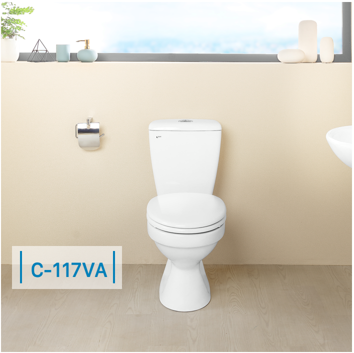 Bồn cầu 2 khối INAX C-117VA (C117VA) xả gạt nắp thường