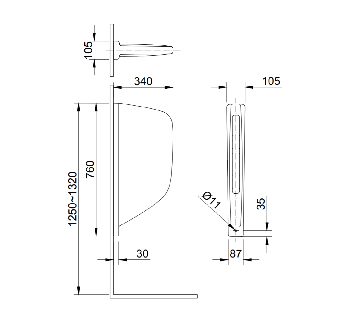 Vách ngăn bồn tiểu nam INAX P-1 (P1)
