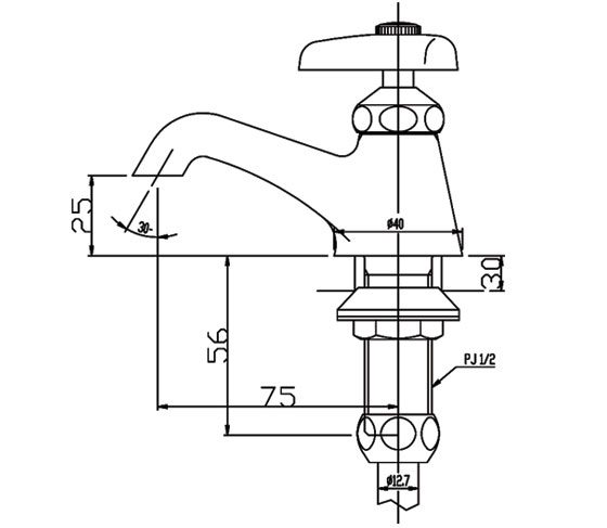 Vòi chậu lavabo lạnh INAX LF-1P (LF1P) (gồm A-325PS)