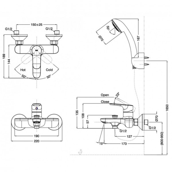 Bộ sen tắm nóng lạnh INAX BFV-1403S-8C (BFV1403S8C) - 4