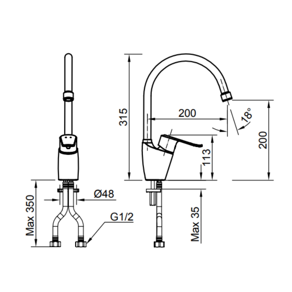 Vòi bếp INAX SFV-2011S (SFV2011S) nóng lạnh