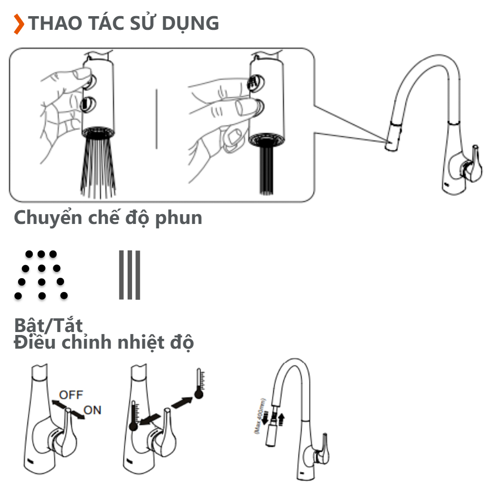 Vòi bếp dây rút nóng lạnh INAX SFV-900SX (SFV900SX)