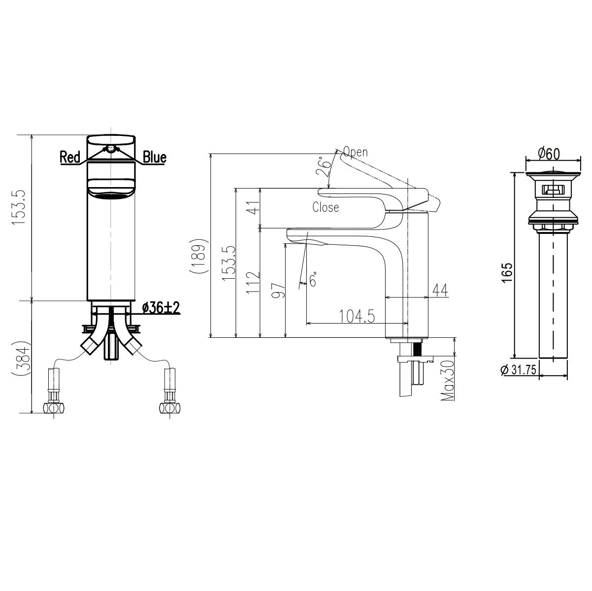 Vòi chậu lavabo nóng lạnh INAX LFV-632S-2 (LFV632S2)