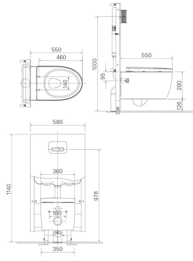Bồn cầu treo tường nắp điện tử INAX AC-952 + CW-H20VN - 2