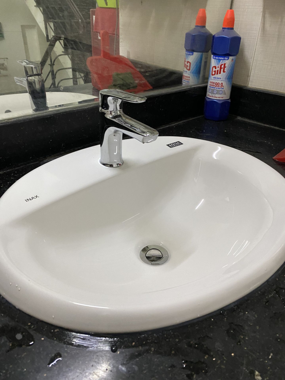 Chậu lavabo dương vành INAX AL-2395V (AL2395V) (AL-2395VFC) men Aqua Ceramic - 10