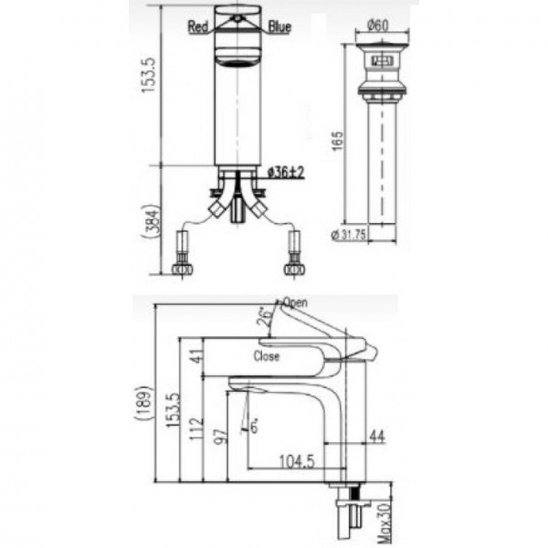 Vòi chậu lavabo nóng lạnh INAX LFV-632S-2 (LFV632S2) - 3