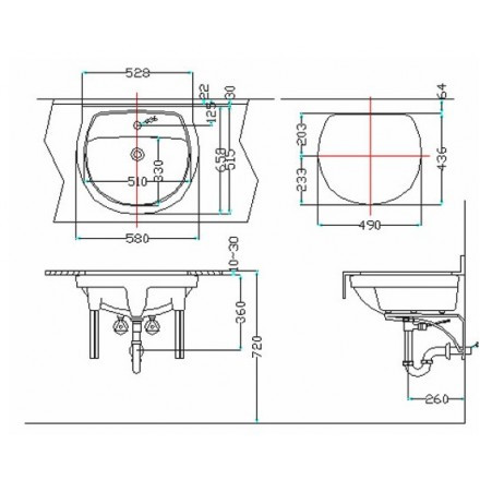 Chậu rửa mặt lavabo âm bàn INAX AL-2094V (AL2094V) (AL-2094VFC) men Aqua Ceramic - 2