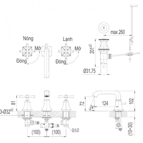 Vòi chậu nóng lạnh Inax LFV-8100B (LFV8100B) - 2