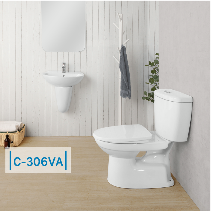 Bồn cầu 2 khối INAX C-306VA (C306VA) xả nhấn nắp thường