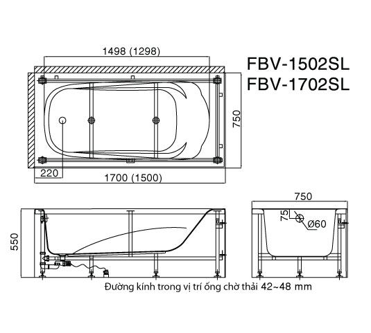 Bồn tắm yếm Inax FBV-1502SR (FBV1502SR)
