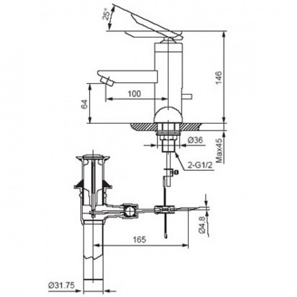 Vòi chậu lavabo nóng lạnh INAX LFV-4000S (LFV4000S) - 2