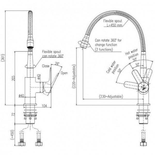 Vòi bếp nóng lạnh INAX SFV-303S (SFV303S) - 7